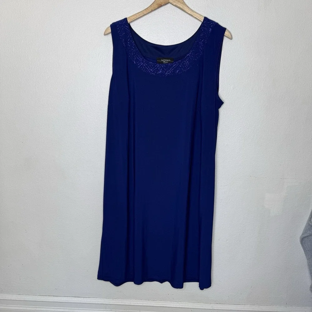 New‎ R And M Richard's Royal Blue Sheer 3/4 Sleeve Jacket And Dress Womens 1X
